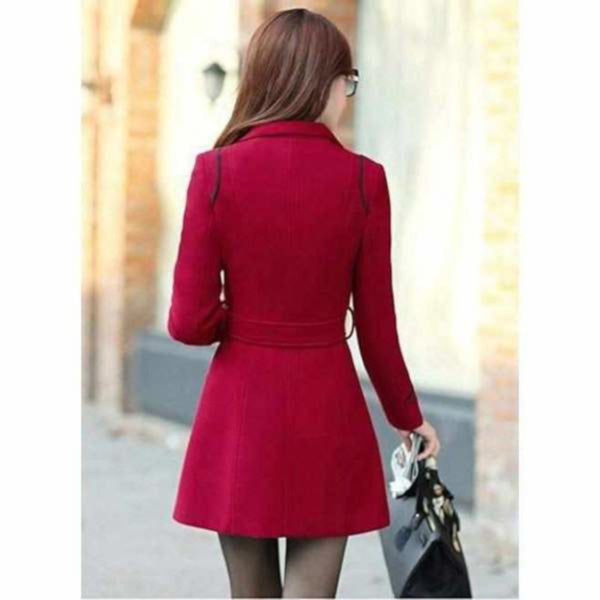 red peacoat dress Womens Red Pea Coat Single Breasted Winter Coat Dress Coat with Pockets Jackets &