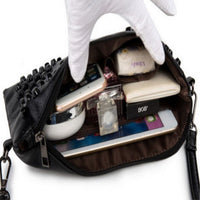 Black Chevron Studded Leather Crossbody Bag
