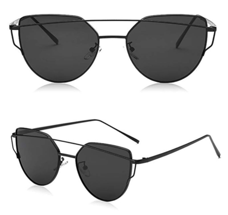 Retro Cat Eye Black Mirrored Sunglasses For Women