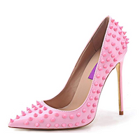 Bubblegum Pink Rivet High Heels For Wedding Party Dress Shoes  High Heels Edgy Couture
