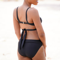 Edgy Black Bandage Criss Cross High Waist Bikini Swimsuit