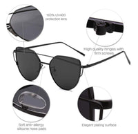 Retro Cat Eye Black Mirrored Sunglasses For Women