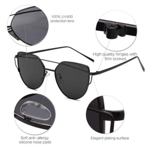 Retro Cat Eye Black Mirrored Sunglasses For Women
