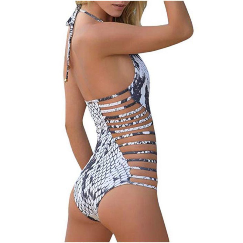 Sexy Animal Print Backless One piece Swimsuit Strappy Monokini  MonoKini Edgy Couture