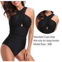 Sexy Black Criss Cross Halter One-Piece Plus Size Swimsuit  One Piece Swimsuit Edgy Couture