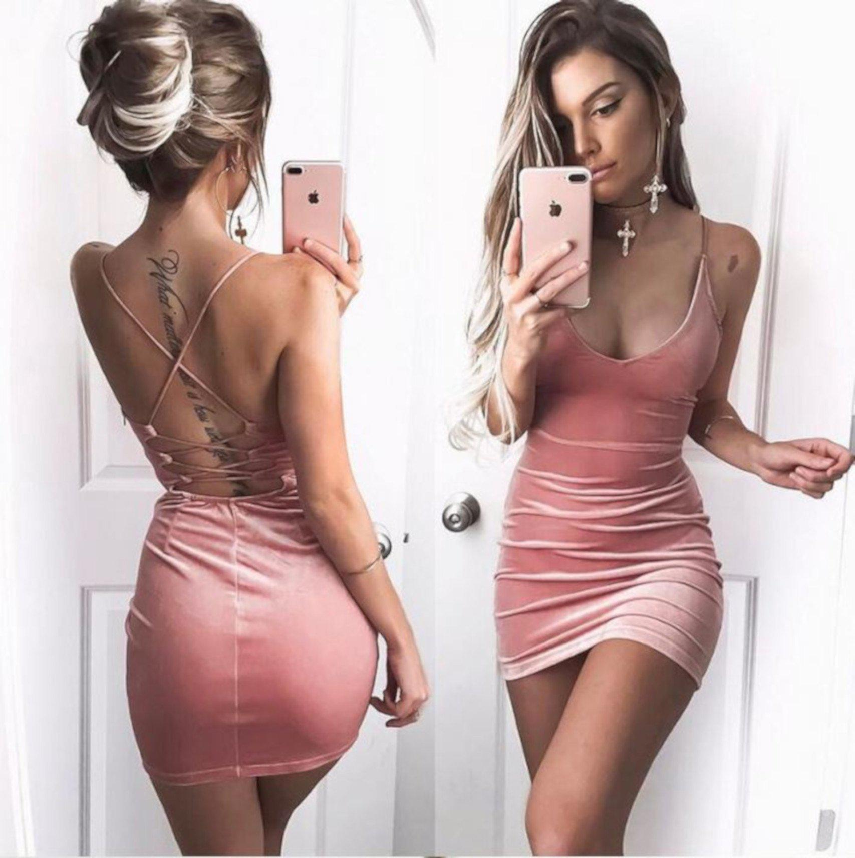 Pink Velvet Bodycon Dress | Womens Dresses - Edgy Couture Pink Velvet Bodycon Dress | Womens Dresses - Edgy Couture