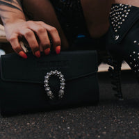 Vintage Black Luxury Rhinestone Designer Hand Bag