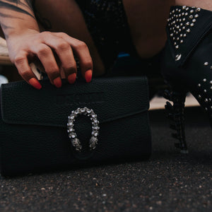 Vintage Black Luxury Rhinestone Designer Hand Bag