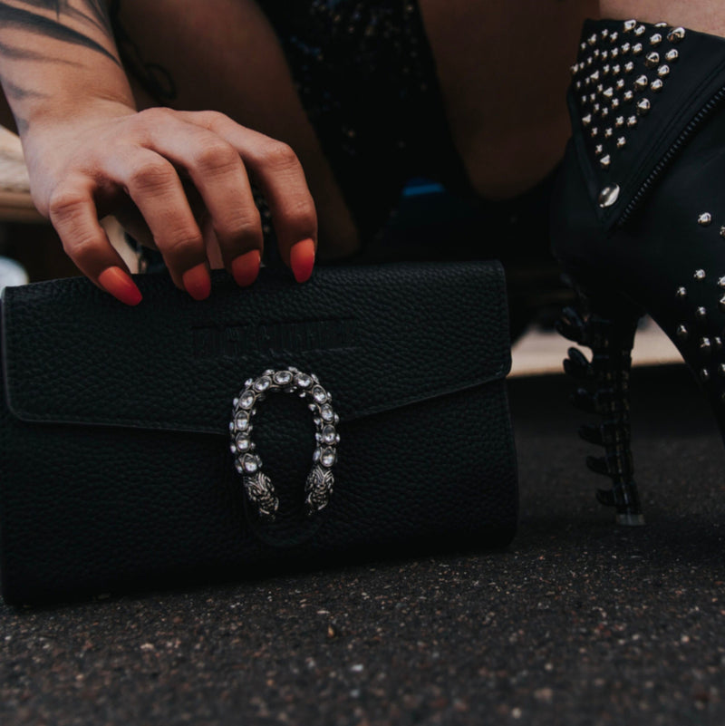 Vintage Black Luxury Rhinestone Designer Hand Bag