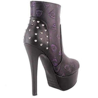 Punk Purple &amp; Black Leopard Studded Ankle Boots  Ankle Boots Edgy Couture