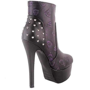 Punk Purple &amp; Black Leopard Studded Ankle Boots  Ankle Boots Edgy Couture