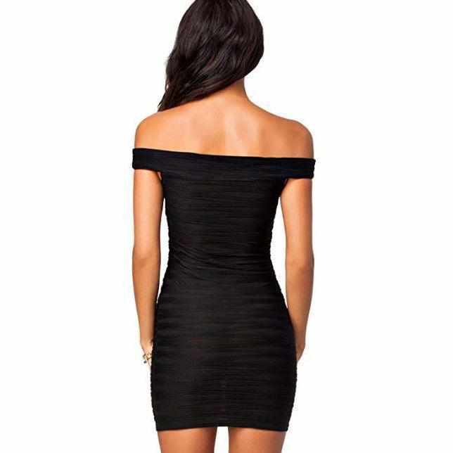Women's Simple Black Off Shoulder Bandage Dress  Bandage Dress Edgy Couture